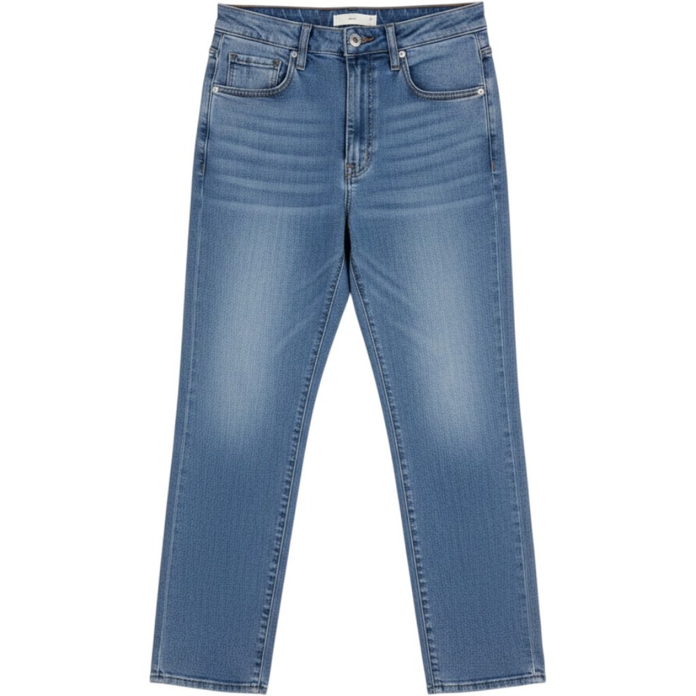 tgla High Rise Straight Jeans Blue 26 Pink Piping Button Fly Side Stripe Denim